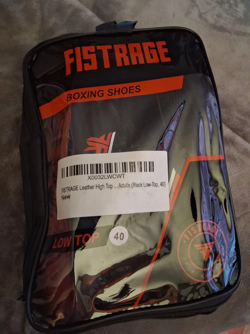 Men’s Fist Rage Black & Orange High-Top Boxing Shoes With Bag